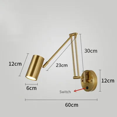 Modern Adjustable Swing Long Arm LED Wall Lamps Touch Sensor Internal Wall Washer Household Bedside Switch Decor Sconce Lights