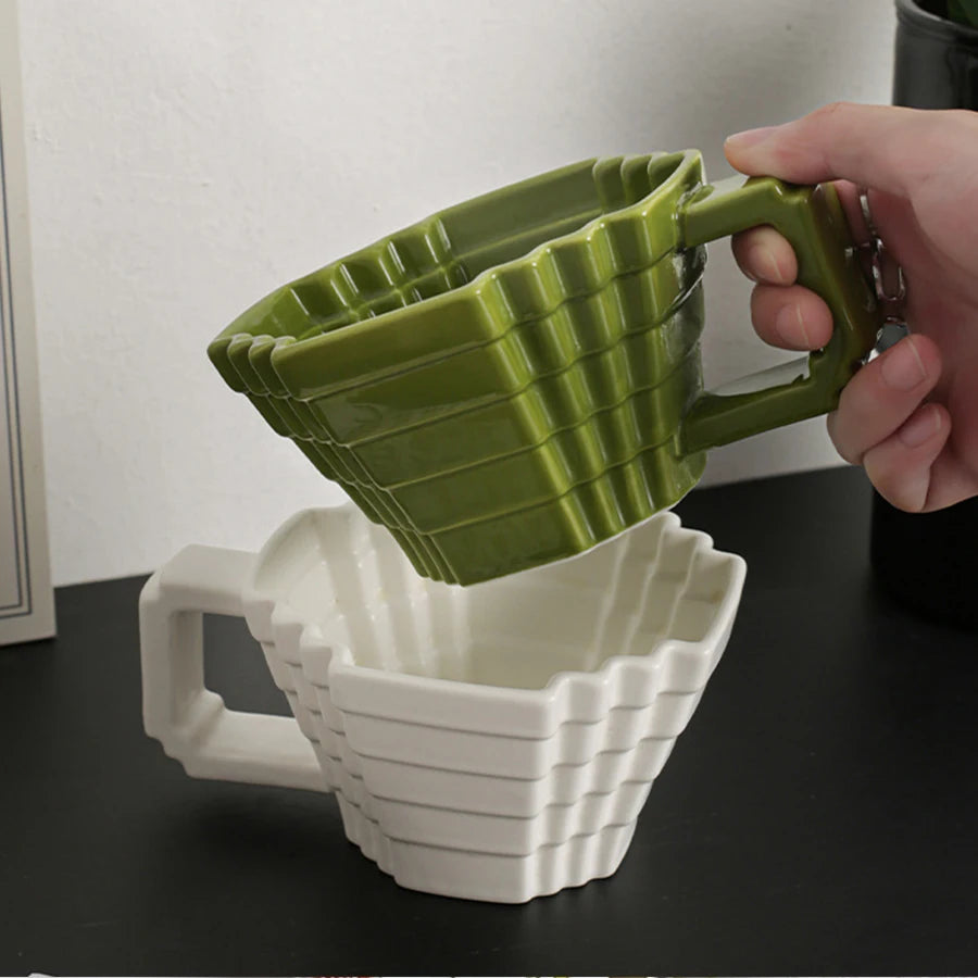 Ceramic Cups creative and individual solid colors, High-end underglaze color,Pixelated Mugs High appearance level drinkware Cup