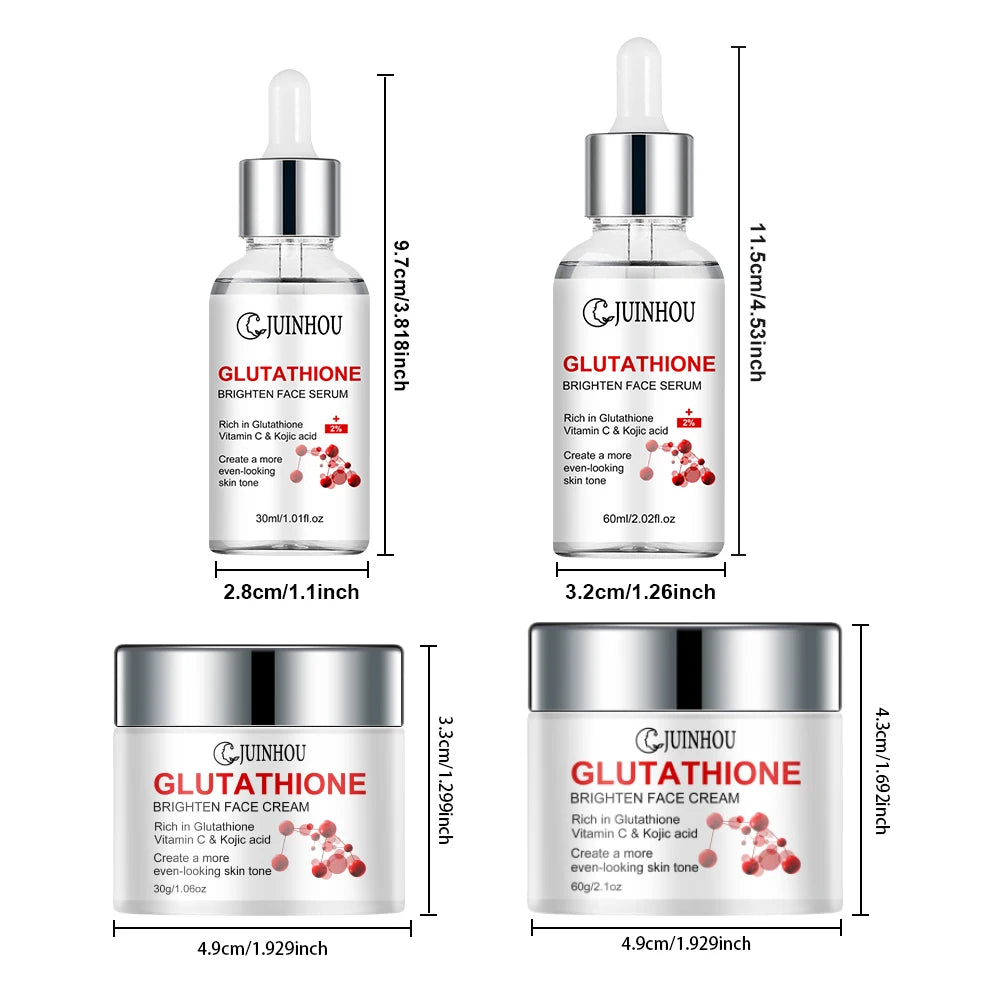 JUINHOU Glutathione Brightening Serum Cream Set Antioxidant Facial Skincare Hydrate Even Skin Tone Restore Radiant Complexion