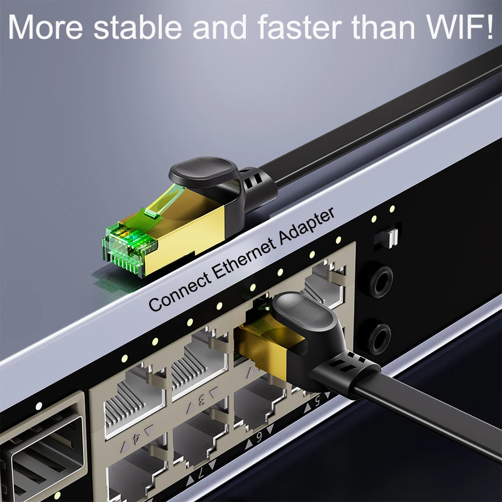 COMNEN New Cat8 Flat 40Gbps Ethernet Cable 2000MHz High Speed Internet Double Shield Networking for PS5 PC Router Players Gamer