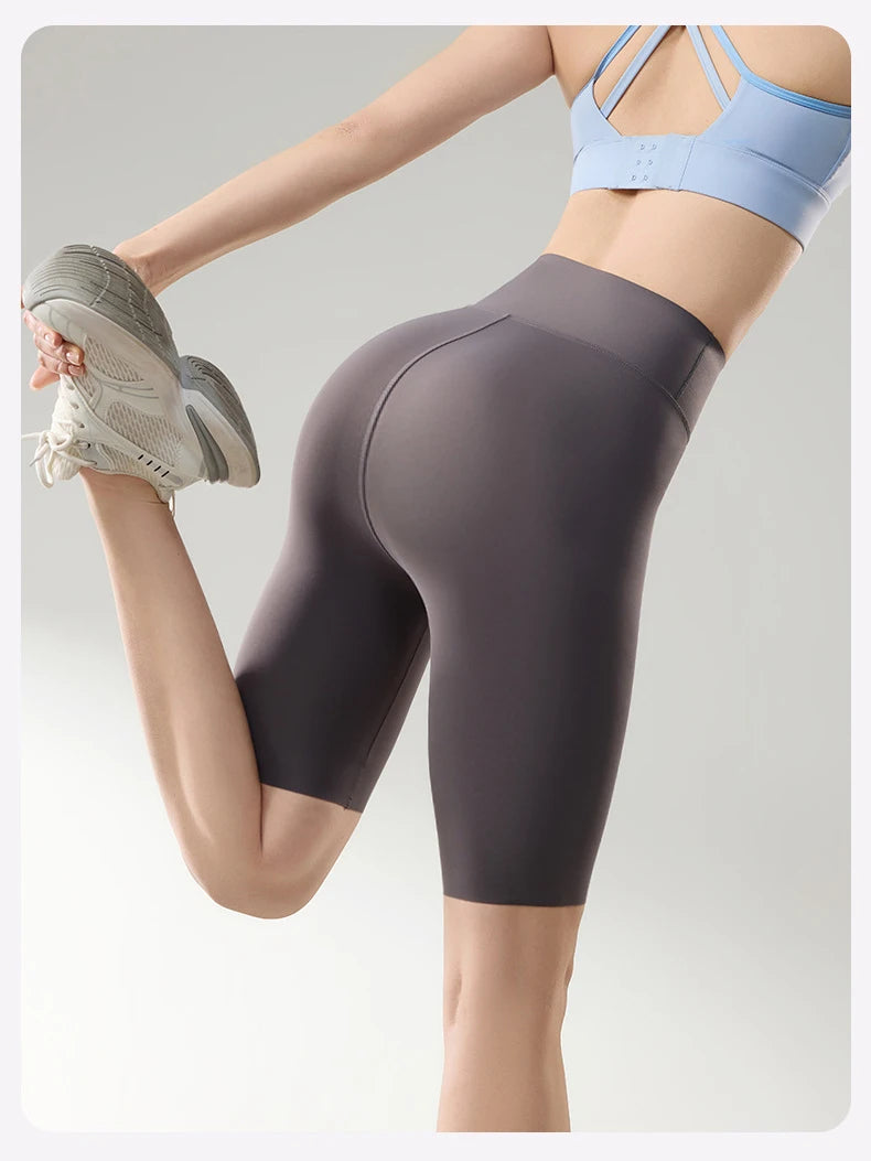 BIVIGAOS Summer Thin Sunscreen Sharkskin Cycling Shorts Women Multi Color Stretch Tight Slim Fitness Bicycle Knee Length Shorts