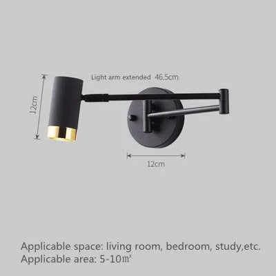 Modern Indoor Touch Sensor Wall Lights Adjustable Swing Long Arm LED Wall Lamps Internal Bedside Lighting Decor Sconce Lights