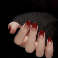 24pcs Fake Nails in Wine Red Gradient Cat's Eye Autumn and Winter New Style Press-on Nail Tips Suitable As Gifts for Girls