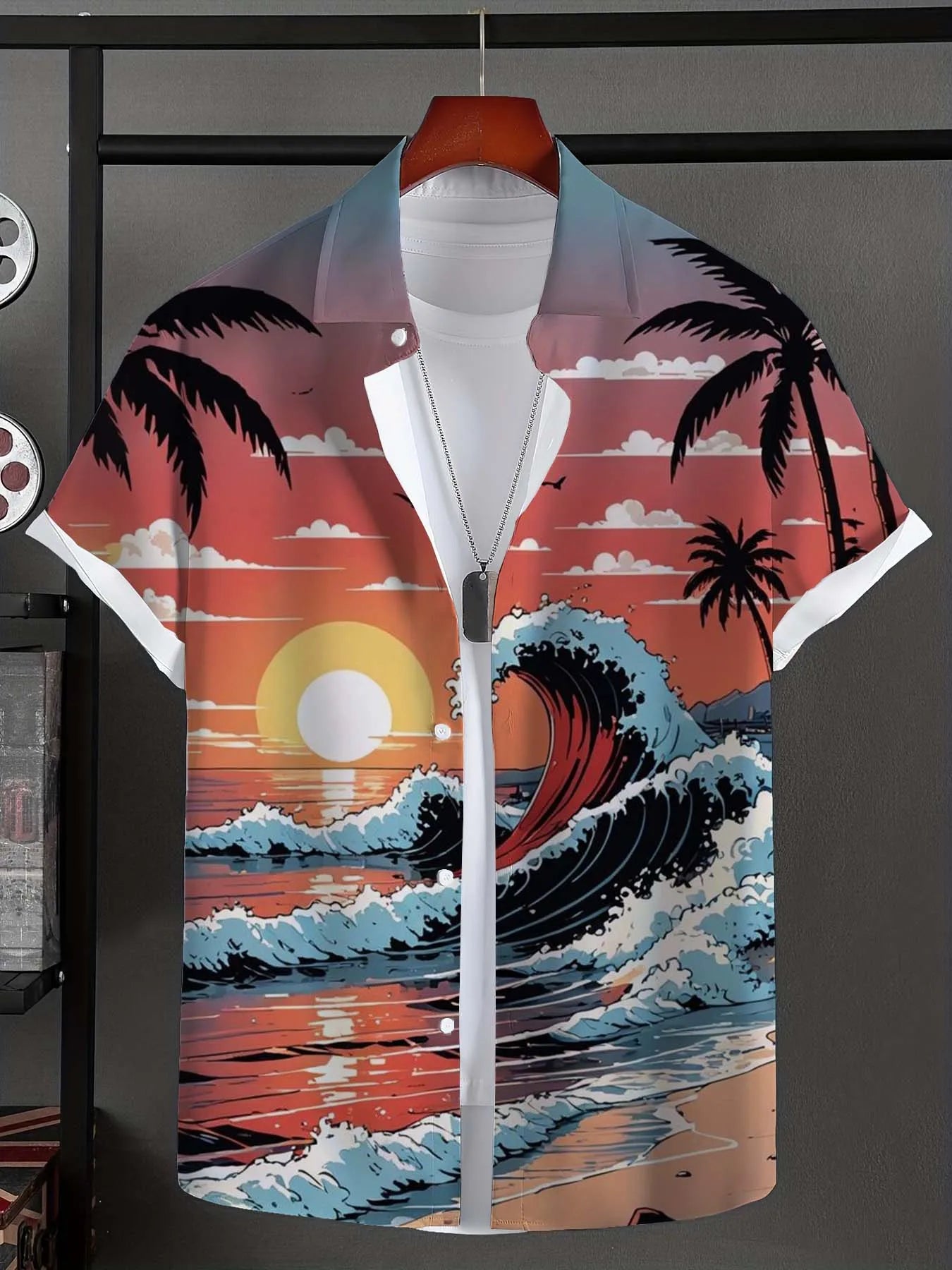 Men's Shirt Hawaiian Shirts For Man Summer New Beach Vacation Short Sleeve Top Casual Men's Blouse Coconut Tree Men Clothing