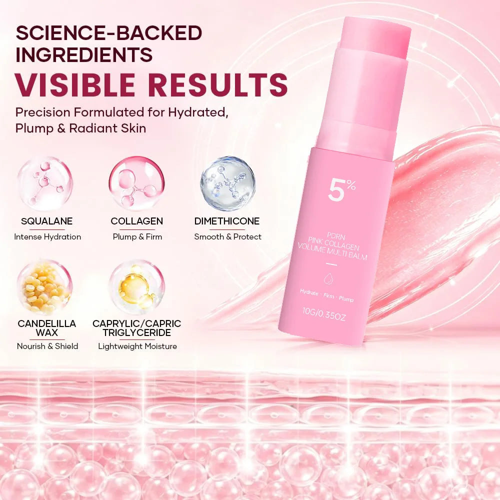 PDRN Pink Collagen Volume Multi Balm Stick – Hydrating Multi Care Stick for Face, Eye & Lip, Fine Line & Wrinkle Care K-Beauty