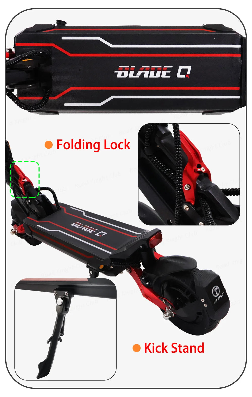 Official TEVERUN Blade Q Pro 36V 15Ah Battery 350W*2 Motor 8inch Solid Tire NFC Lock  Brake Drum brake Electric Scooter