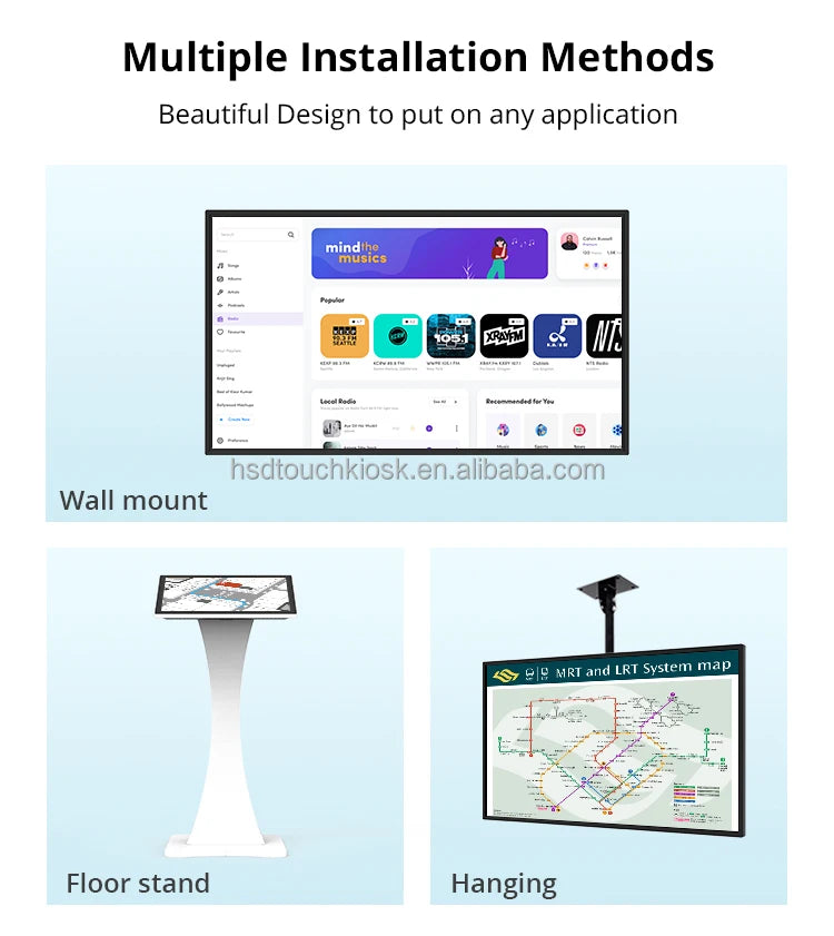21.5/32/43 Inch Indoor ultra Thin Digital Lcd Display Wall Mounted Touch Screen Monitor Advertising Player