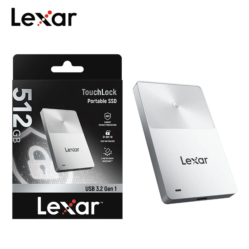 Lexar TouchLock SL280 Portable SSD USB3.2 Gen1 450MB/s NFC AES Encryption Mini MagSafe External Drive 512GB 1TB for Phone Laptop