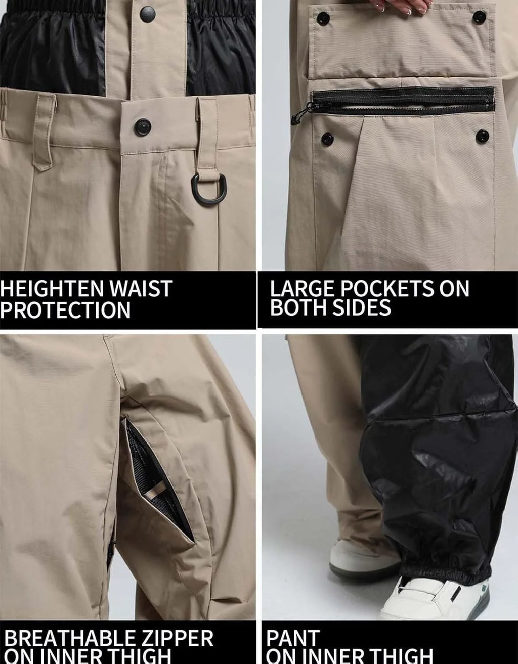 GSOU SNOW 2025 Loose Skiing Pants Snowboard Sport Trousers Outdoor Waterproof Windproof Ski Wear Winter Warm Female Ski Britches