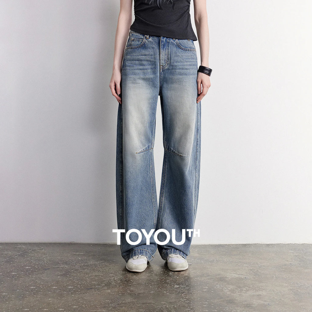 TOYOUTH Women Denim Jeans 2026 Summer New High Waist Curved Knife Pants