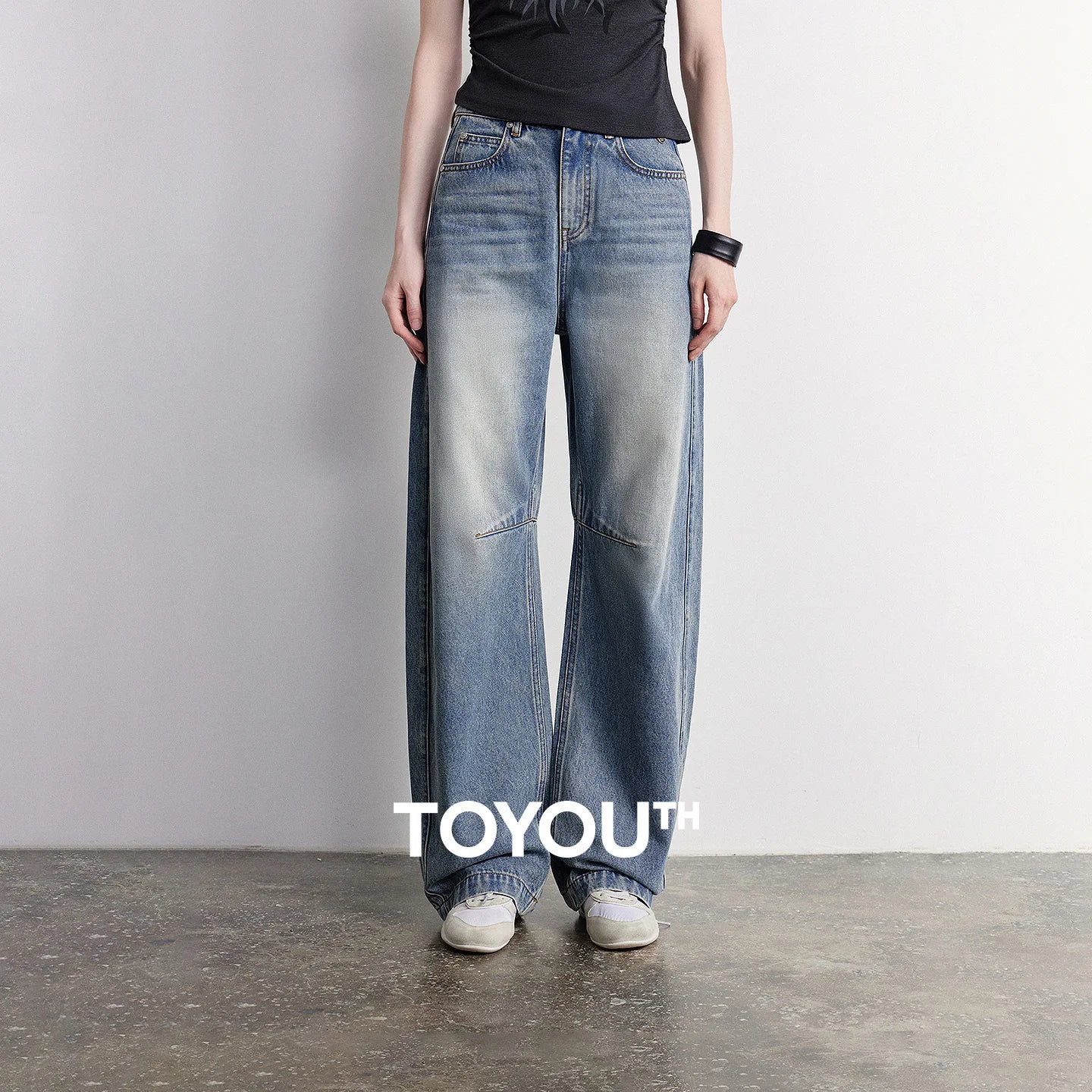 TOYOUTH Women Denim Jeans 2026 Summer New High Waist Curved Knife Pants