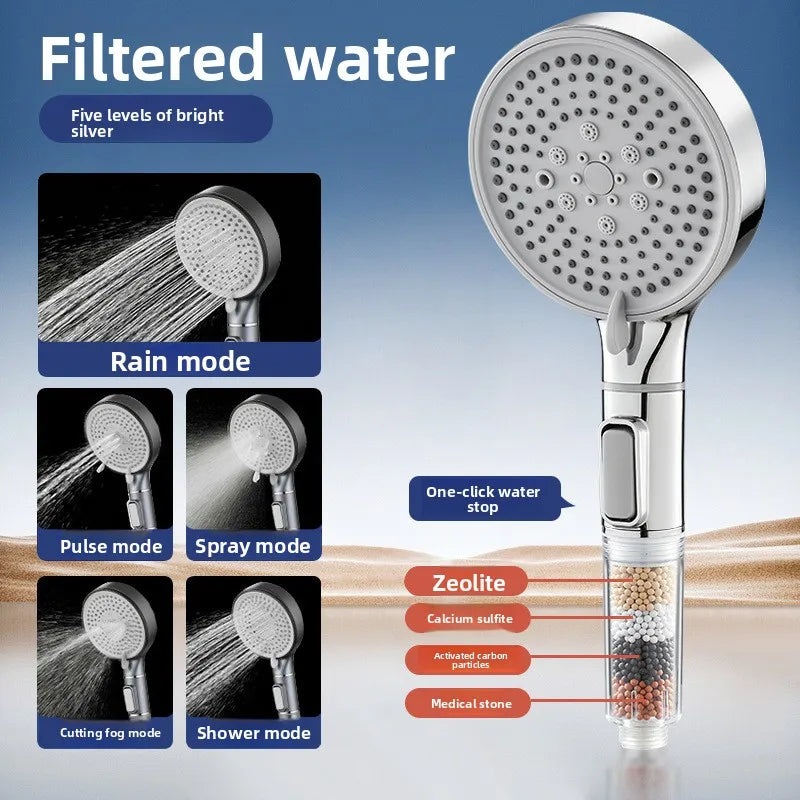 Cream Wind Pressurized ShowerHead 12 Cm Large Panel Water Outlet Handheld  Shower Head Pressurized ShowerSet