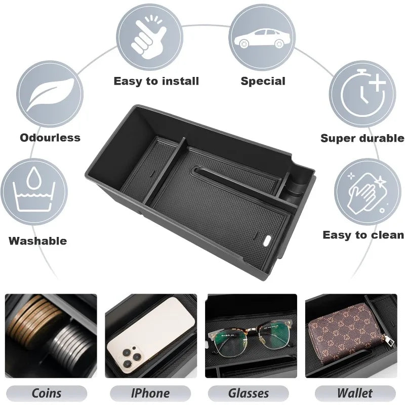 for 2021 2022 2023 2024 Kia K5 Center Console Organizer 2023 2024 K5 Storage Box Organizer Container Armrest Insert Organizer AB