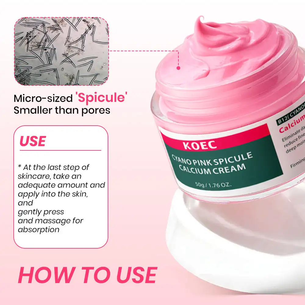 50g KOEC Pink Spicule Microneedling Calcium Eye Cream Firming Hydrating Eliminate Dark Circles Fine Lines Collagen Vitamin B12