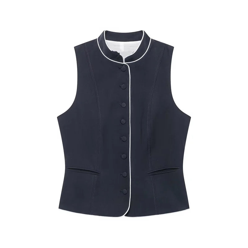 Summer Women's Suit Sleeveless Vest Top High Waist Wide Leg Pants 2026 New Fashion Short Vest Tops Long Pants 2-piece Set