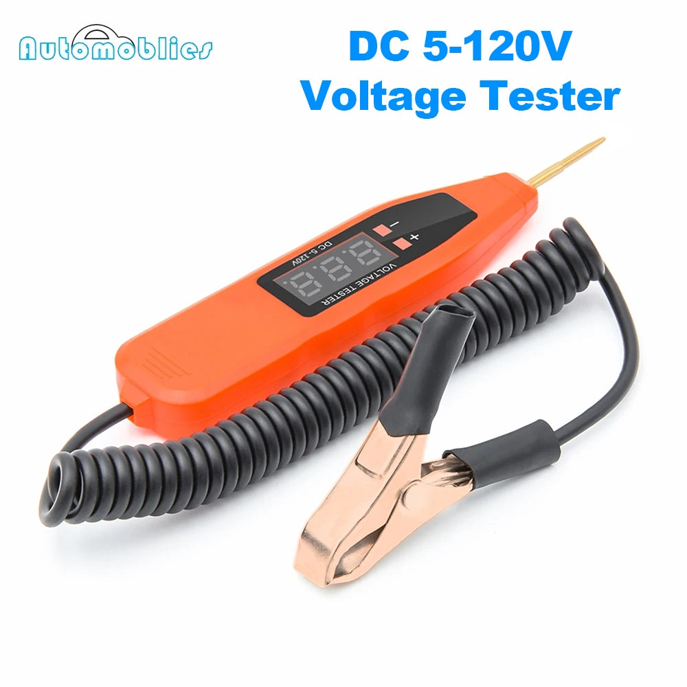 5V 120V Automotive Circuit Voltage Tester Pen Positive and Negative Pole Detection Probe Spring Wire Car Electrical Circuit Test