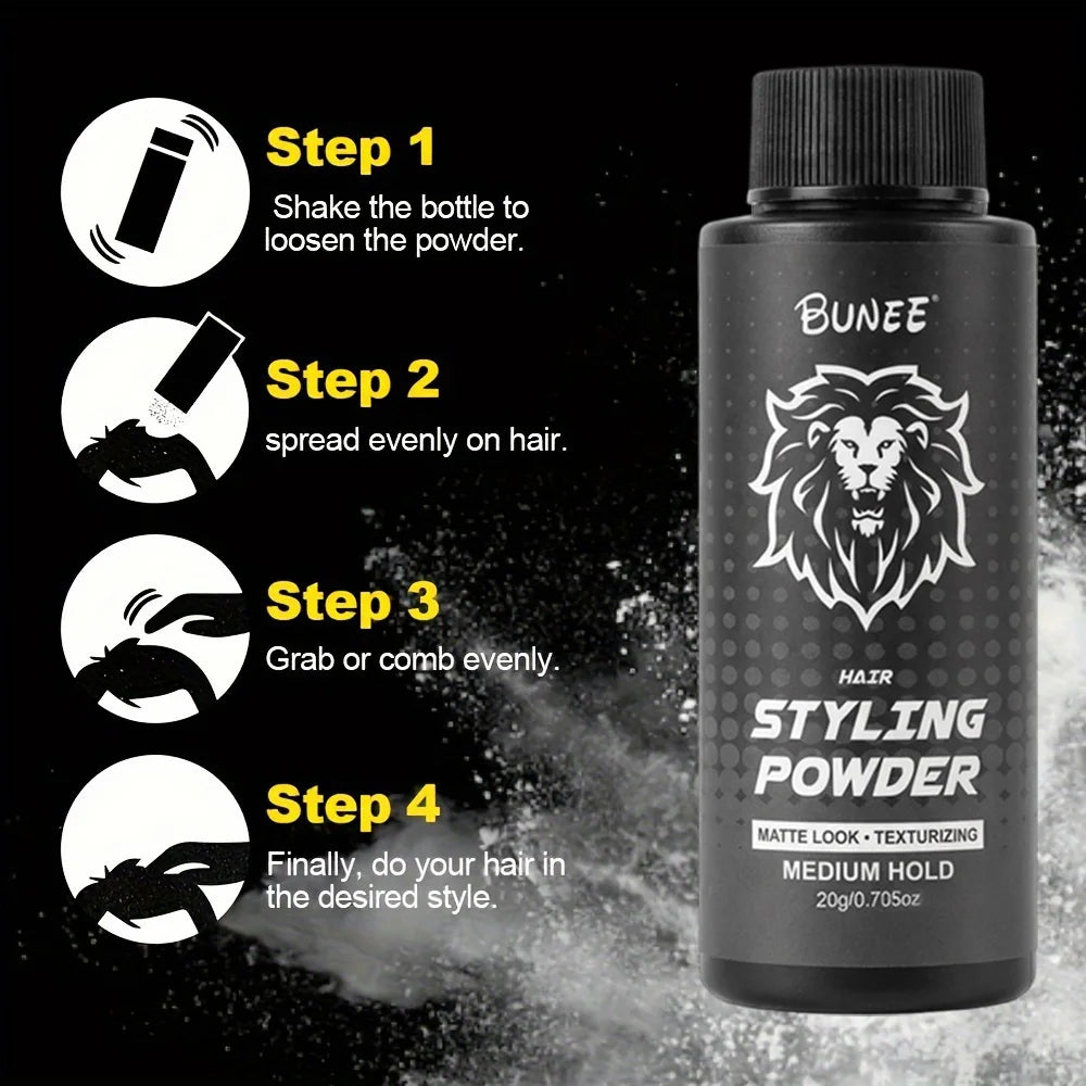 BUNEE 20g Volumizing Powder - Instantly Lifts Roots, Oil Control & Volume in 5 Sec | Men’s Styling Powder
