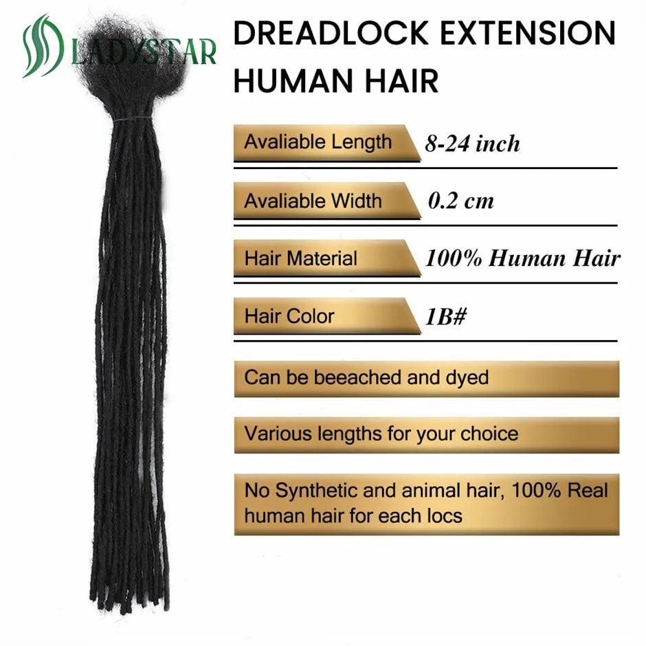 0.2cm Microlocs 100% Human Hair Dreadlock Extensions for Men Women Kids Full Handmade Permanent Loc Extensions