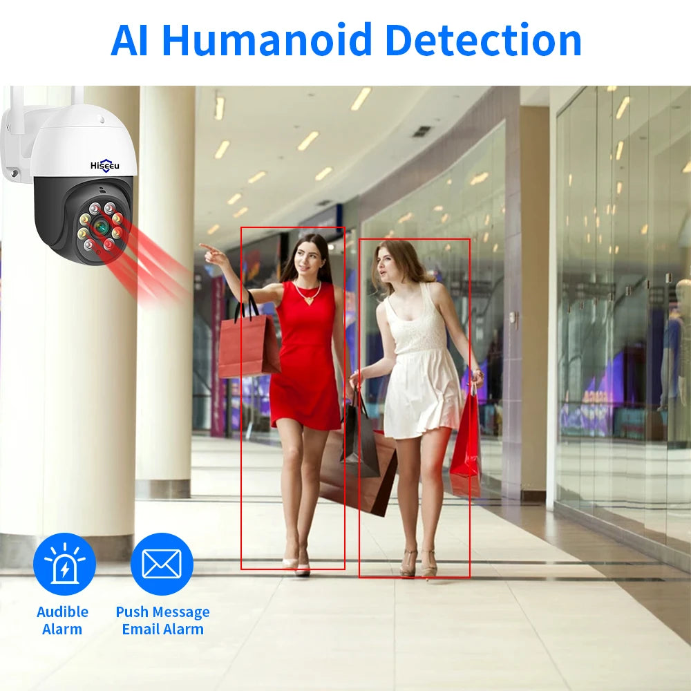 Hiseeu 2MP PTZ Wifi Smart Camera 5x Digital Zoom Human Detect Auto Tracking Wireless CCTV Video Surveillance IP Camera