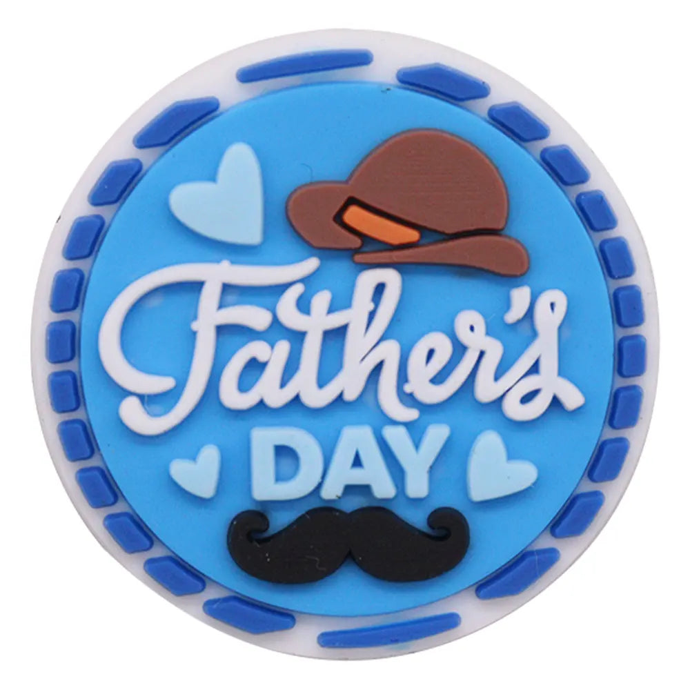 1-34PCS Cartoon Papa Happy Father's Day Best Dad Heart PVC Shoes Charms Accessories Buckle Clog Decorations DIY Bracelet