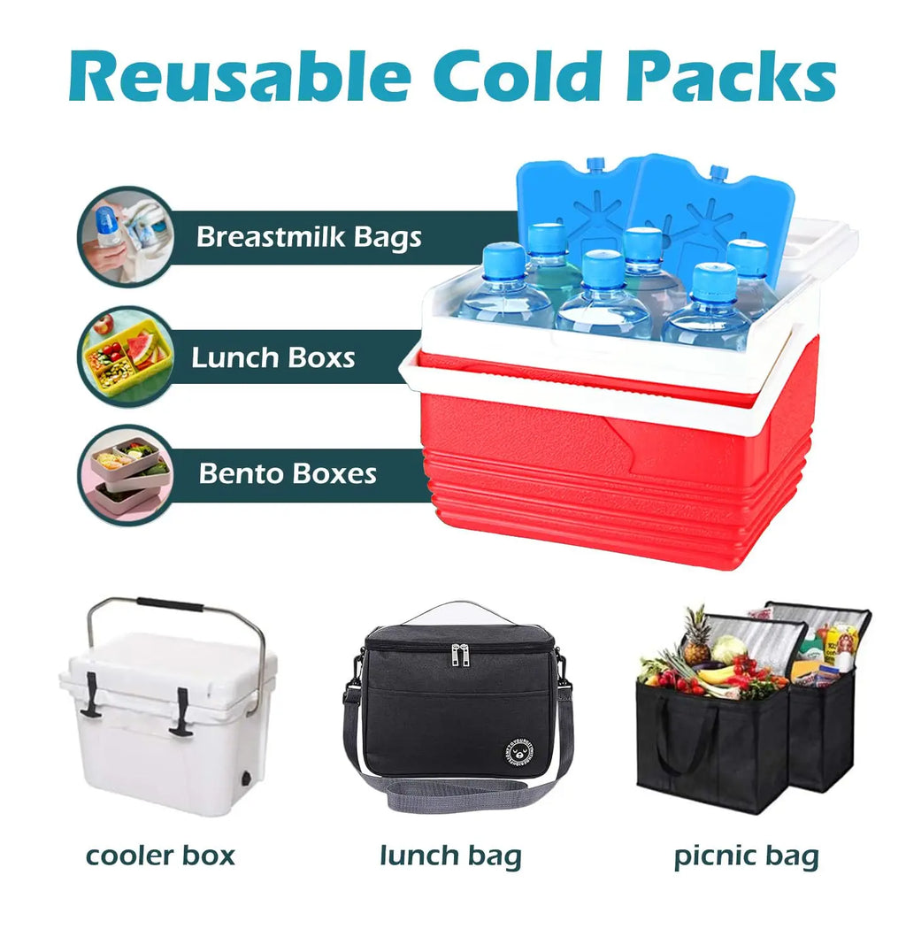 Reusable Ice Packs in Green And Blue, Ultra-Thin And Durable, Perfect for Lunch Boxes, Coolers, Picnics, And Outdoor Adventures