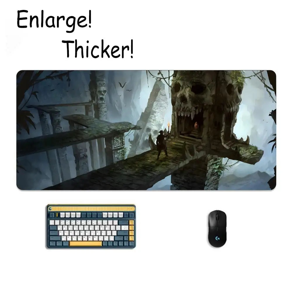 D&D D-Dungeon & Dragons Mouse Pad Tapetes de Mesa Teclado, Borracha Kawai, Tapete de Mesa Antiderrapante, XXL90x40cm