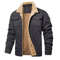 2025 Fashion Fleeced Jacket for Men Solid Color Thick Warm Outwear Tops Quality Autumn Winter Casual Coats Black Men's Jackets