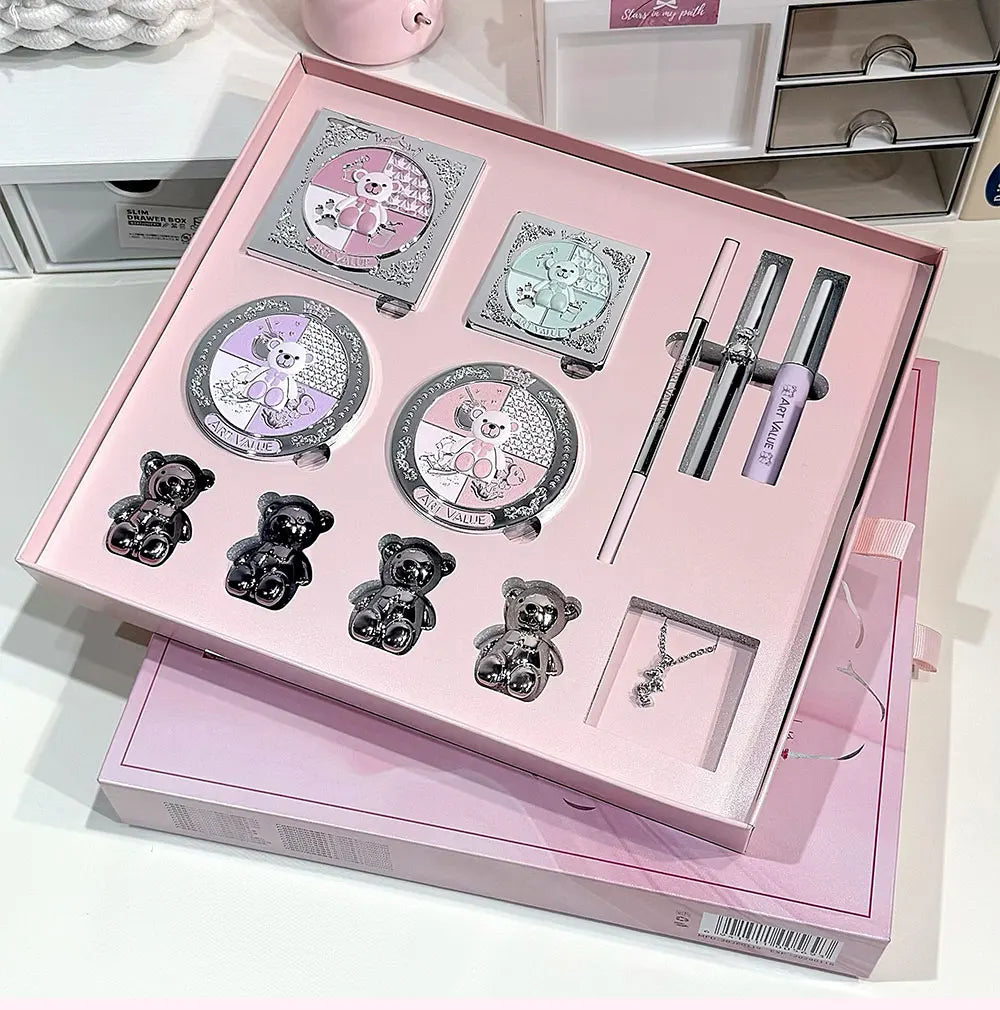 ART VALUE Face Makeup Sets Include 4Lip Mud,1Eyebrow Pen,1Mascara,1Eyebrow Tinted,1Pressed Powder,1Blusher,1Contour,1Eyeshadow