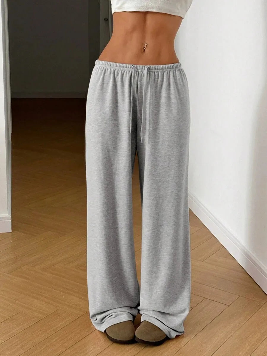 2026 Women's Casual Four Seasons Comfortable Loose Woman Pants Solid  Drawstring Elastic Belt Wide Leg Running Chic Women Pants