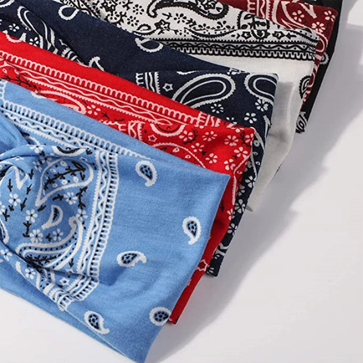Boho Headbands Paisley Hair Bands Knoted Turban Headband Stretch Twist Head Wraps Stripe Cloth Head Bands for Women and Girls