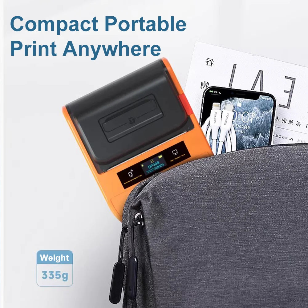 DETONGER DP30S 28-80mm Mini Portable Thermal Printer Multifunctional Barcode Label Sticker Maker BT Android / iOS