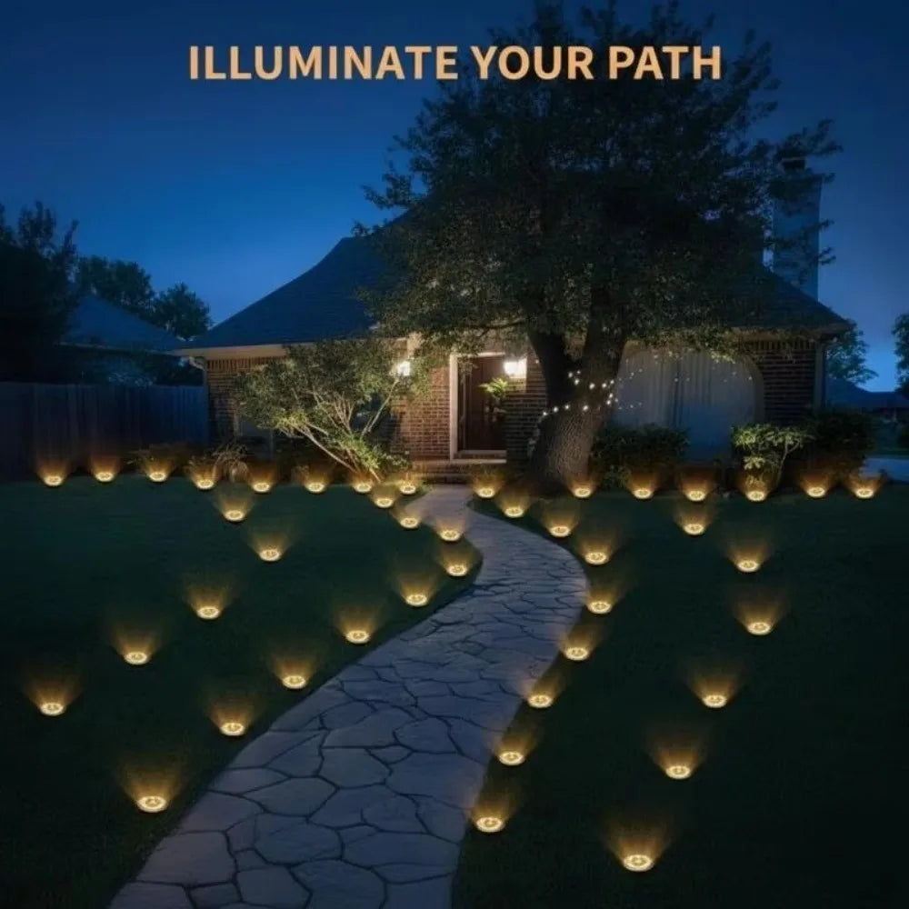 New Solar-powered Path Lights LED Stainless Steel Courtyard Lawn Lights Lighting Tools Garden Ground-mounted Light