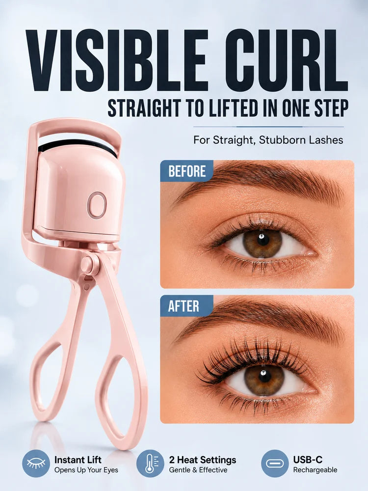 Electric Lash Curler for Women USB Rechargeable Heated Eyelash Styling Device Portable Beauty Tool for Eye Makeup
