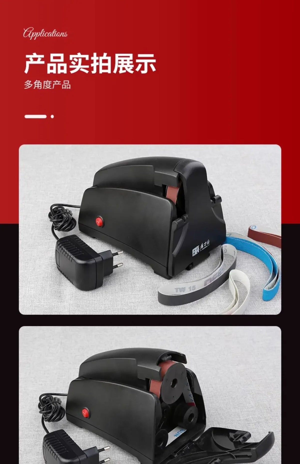 Knife Sharpener Electric, 4-Stage Professional Sharpener with 120-1000# Grit Sanding Belt, Fast & Precise for Kitchen Chef Tools