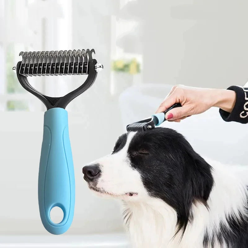 Stainless Steel Double Sided Pet Deshedding Brush Dog Grooming Comb Efficient Shedding Dematting Essential Grooming Tool for Pet