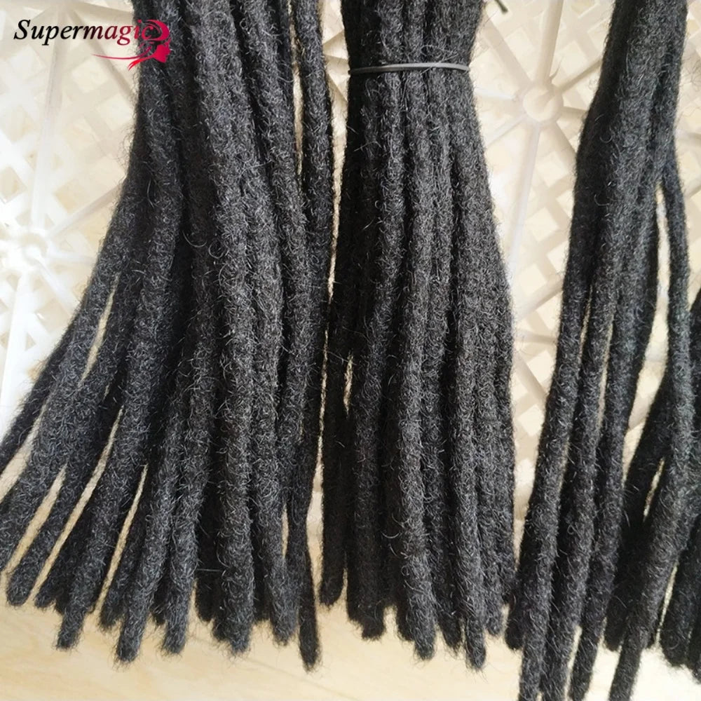 60Strands 0.4/0.6/0.8cm Human Hair Dreadlock Extensions Loc Extensions Human Hair Permanent Crochet Dreadlocks Human Hair 1B