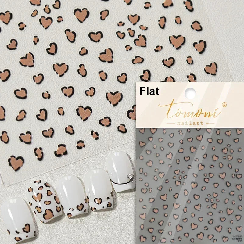 5D Gradient Love Gem Glitter Love Heart Colorful Cat's Eye Rhinestone Soft Self Adhesive Nail Art Stickers Shiny Manicure Decals