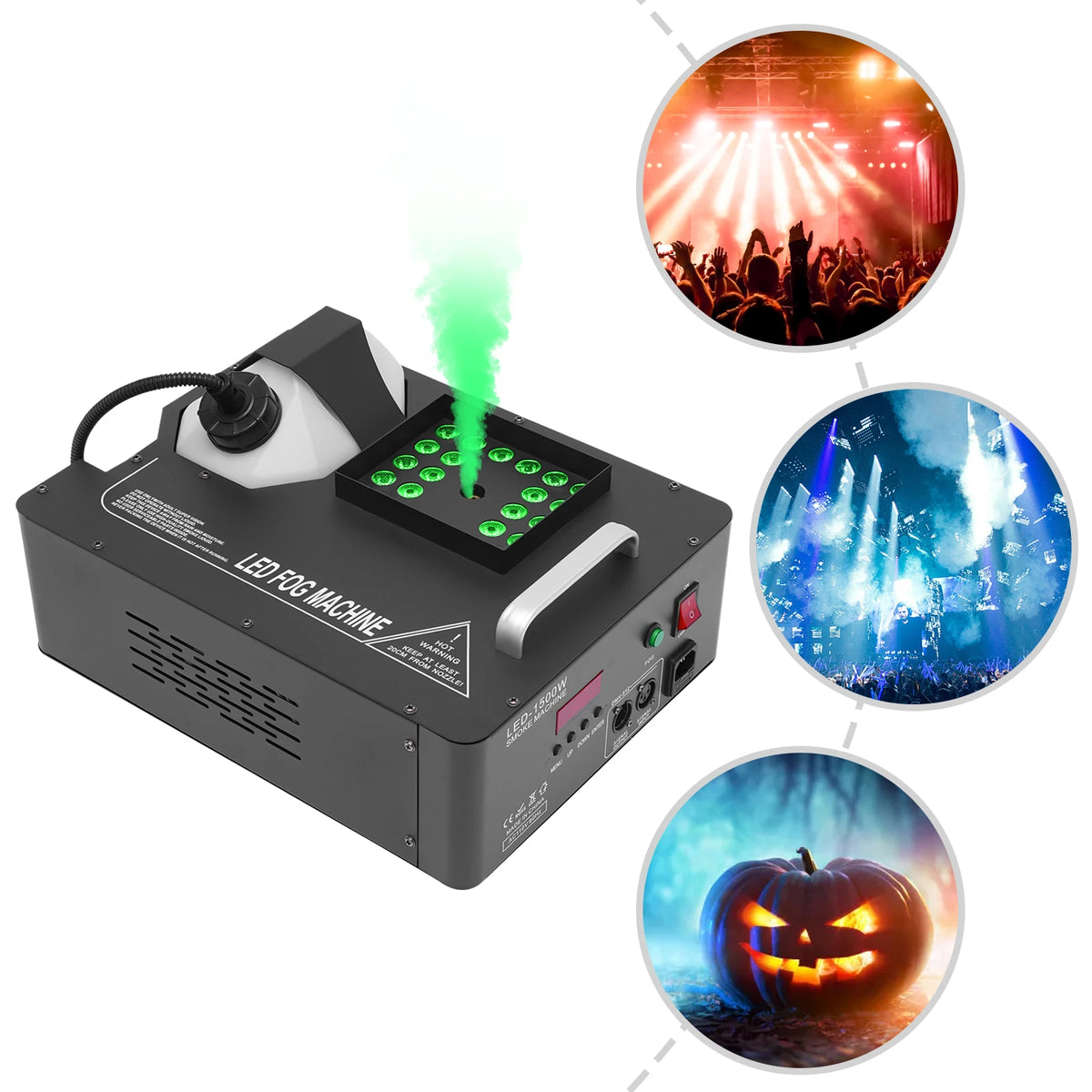 LED Fog Machine 3 In11500W Party Wireless DJ Stage Smoke Festival Party Supplies Fog Smoke Machine with Remote Control