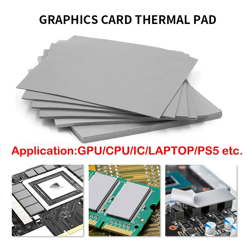 Great 24w 22w 20w 18.6w 16.5w OEM thermal pad for GPU CPU  Heatsink Cooling Conductive Silicone Pad thickness 0.75 1.25 1.75mm
