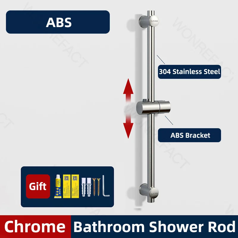 Bathroom Shower Seat Holder Rod Rail Wall Mounted Shower Slide Bar Adjustable Handheld Shower Bracket 304 Stainless Steel