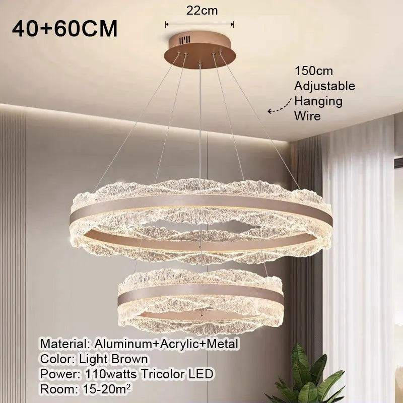LED Luxury Pendant Light Living Dining Room Bedroom Modern Upscale Acrylic Texture Suspension Lamp Home Decoration