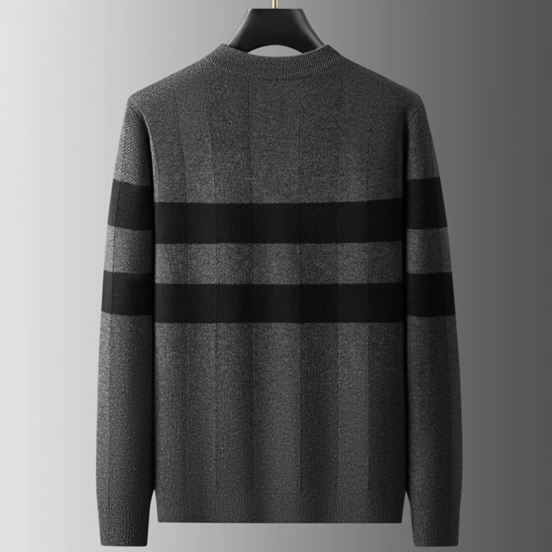 8XL 7XL 6XL 2025 New High End Luxury Thin Wool Sweater Men Soft Warm Mens Pullover Sweaters Casual Striped Fall Winter Clothes