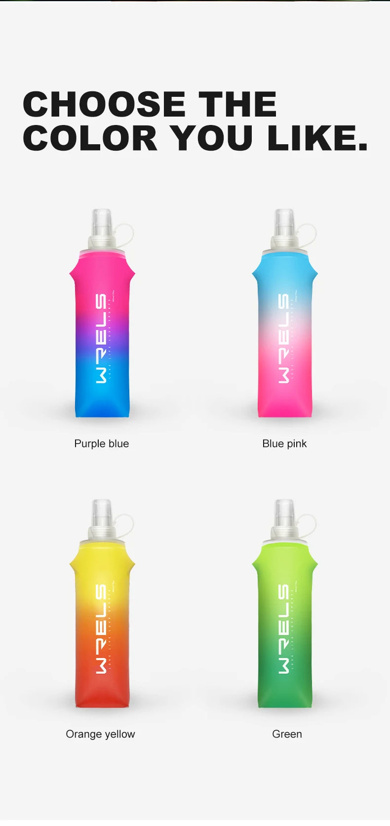 Sport Water Bottle TPU Folding Soft Flask Drink Portable Water Bottle High Flow Running Hiking Bicycle Fitness Water Bag