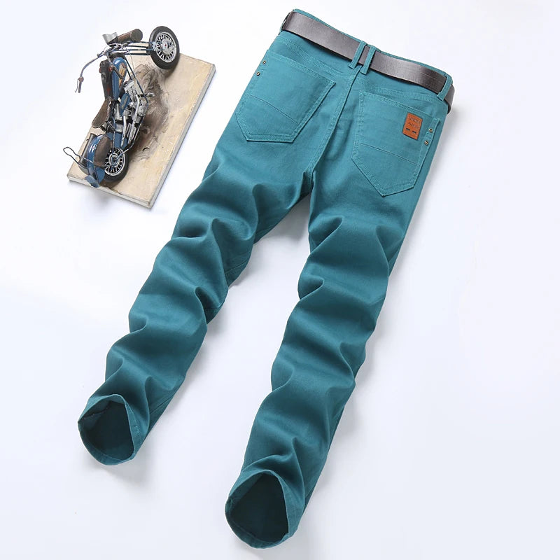 Men's Classic Denim Pants 2022 New Fashion Casual Straight Stretch Slim Fit Jeans High Quality Cotton Colorful Brand Pants
