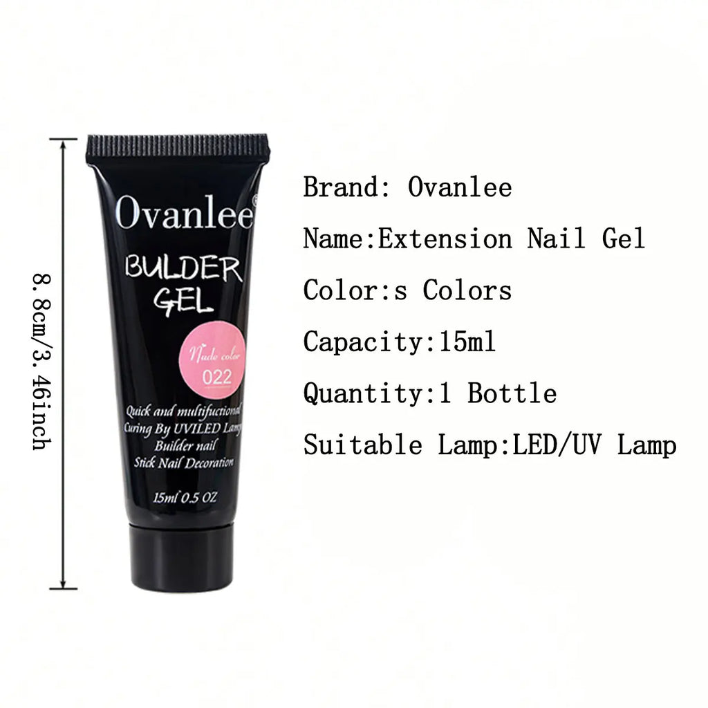 Ovanlee 18-Piece All-in-One Nail Builder Gel Kit – 12 Colors 15ml Polygel with Mini UV/LED Lamp, Cleaning Fluid, Nail Tips & Tools – Form-Free DIY Manicure Extension & Strengthening Set