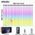 Smart LED Curtain Lights USB Bluetooth App Remote Control,DIY Text Pattern Music Sync RGB IP65 Waterproof Fairy String Light for