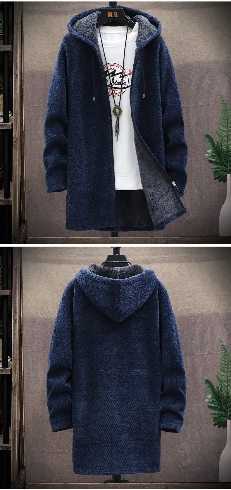 Winter New Arrival Men's Sweaters Hooded Cardigan Coats Men Knitted Jacket Fleece Lining Solid Color Youth Casual Sweater MY324