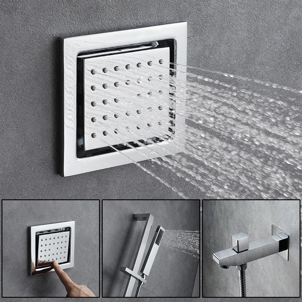 M Boenn 47*12 Inch LED lighting Large Black Shower Head Rainfall Bathroom Faucet Hot Cold Shower System Set Smart Showers Mixer