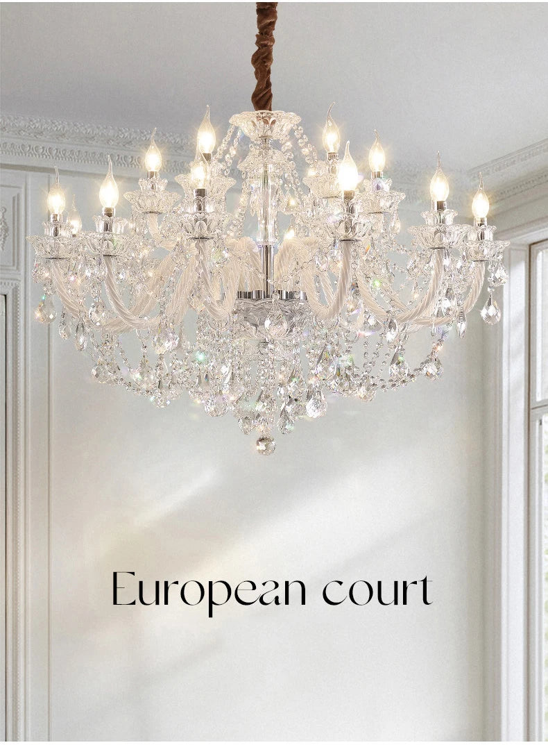 Luxury Home Crystal Chandeliers Villa Lighting for Living Room Decorate LED Ceiling Pendant Lights Indoor Hanging Lights Fixture