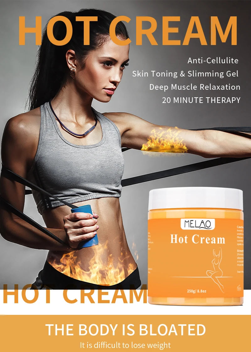 MELAO Hot Cream Massage Gel - Natural and 87% Organic Cellulite Cream - Multi Use Skin Toning Cream, Soothes Aches